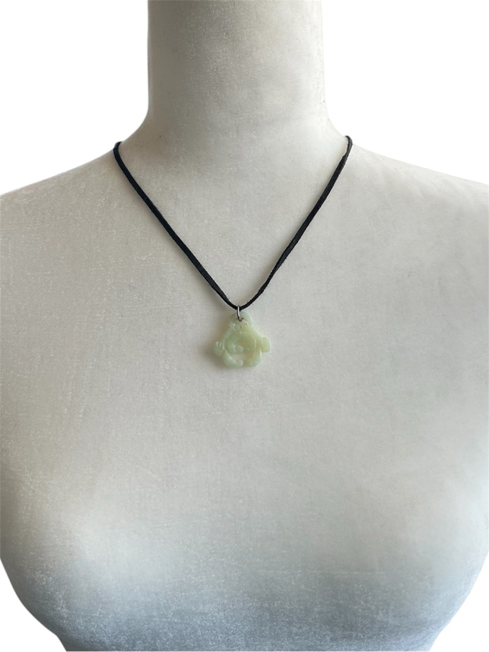 Hand-Carved Pale Green Jade Pendant Necklace